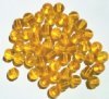 50 8mm Round Transparent Dark Yellow Glass Beads
